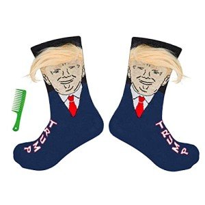 T Legend Donald Trum Socks With Hair, Funny Socks For Birthday, Donald 2025 Novelty Socks, Onesize Unisex Donald Merchandise (Hair)