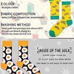 MAKABO Men's Colorful Novelty Patterned Crew Socks, 12 Pack Multicolor Food, Size 10-13