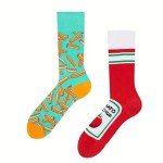 Unisex Ketchup French Fries Pattern Street Style Fashion Personality AB Socks, Skateboard Socks, Couple Socks, Breathable Comfy Crew Socks For Men Women Gifts for Boyfriend Dad Mom,Funny Novelty Socks