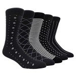 TOEJYJ Mens Fun Dress Socks, Pattern Funny Casual Socks Pack, Colorful Striped Cotton Novelty Socks Size 10-13 (S015)
