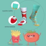 Unisex Ketchup French Fries Pattern Street Style Fashion Personality AB Socks, Skateboard Socks, Couple Socks, Breathable Comfy Crew Socks For Men Women Gifts for Boyfriend Dad Mom,Funny Novelty Socks