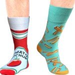 Unisex Ketchup French Fries Pattern Street Style Fashion Personality AB Socks, Skateboard Socks, Couple Socks, Breathable Comfy Crew Socks For Men Women Gifts for Boyfriend Dad Mom,Funny Novelty Socks