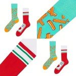 Unisex Ketchup French Fries Pattern Street Style Fashion Personality AB Socks, Skateboard Socks, Couple Socks, Breathable Comfy Crew Socks For Men Women Gifts for Boyfriend Dad Mom,Funny Novelty Socks