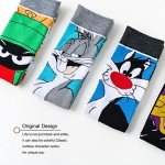 SIDIMELO 5 Pairs Funny Socks-Classic Cartoon Character Patterned Dress Socks for Adults Teens,Size 9-12