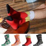 HSELL Funny Mens Colorful Dress Socks Fun Novelty Patterned Crazy Design Socks (12 Pairs - Donuts)