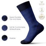 SOCKS BOX Men’s Dress Socks With Gift Box Blue Patterned Premium Quality Bamboo Rayon Socks (5 Pairs+Gift Box)