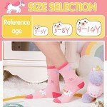 WELSOX Girls Kids Unicorn Socks Cute Fun Crew Fashion Funny Gifts Novelty Stocking Stuffers Soft Cotton Socks 6 Pairs(Unicorn,3-5 Y)