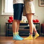 Habbiful 2 Pairs Holding Hands Socks Magnetic Suction 3D Doll Couple Sock for Unisex Adults Funny Socks Gifts for Wedding Anniversary Day Lovers Coworkers Buddies,Yellow Blue