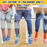 Zoooyawn 8 Pairs Funny Crazy Silly Socks Red and White Book Socks Novelty Cat Costumes Accessories Outfit for Adult Read Week Teacher Women Characters Party Favors