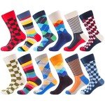 BONANGEL Mens Dress Socks Fun Funny Colorful Crazy Crew Dress Socks For Men 9-12