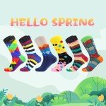 BONANGEL Mens Dress Socks Fun Funny Colorful Crazy Crew Dress Socks For Men 9-12