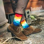 BONANGEL Mens Dress Socks Fun Funny Colorful Crazy Crew Dress Socks For Men 9-12