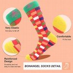 BONANGEL Mens Dress Socks Fun Funny Colorful Crazy Crew Dress Socks For Men 9-12
