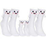 COZYMATE Hand Holding Socks Magnet 3 Pairs Family Matching Novelty Socks that Hold Hands for Couples Parent-Child Gag Gift (US, Alpha, One Size, Regular, Regular, White-Adults(2Pairs)+Kid(1Pair-L)