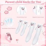 COZYMATE Hand Holding Socks Magnet 3 Pairs Family Matching Novelty Socks that Hold Hands for Couples Parent-Child Gag Gift (US, Alpha, One Size, Regular, Regular, White-Adults(2Pairs)+Kid(1Pair-L)