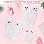 COZYMATE Hand Holding Socks Magnet 3 Pairs Family Matching Novelty Socks that Hold Hands for Couples Parent-Child Gag Gift (US, Alpha, One Size, Regular, Regular, White-Adults(2Pairs)+Kid(1Pair-L)