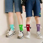ARTSIM Holding Hands Socks Couple Kids Magnetic Hand in Hand Mid Tube Sock Funny 3D Doll Big Eye Design Gifts Socks Dark Green