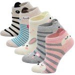 Artfasion Girls Ankle Animal Socks: Cute Crew Cotton Socks Soft Funny Childs Breathable Cartoon Sock for 5-7 Years Kids Students Daughter Granddaughter Birthday Exploring Walking Adventure Games Gifts