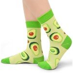 Dsia Zamur 6 Pack Novelty Food Socks + Gift Box for Kids Boys Girls, Colorful Athletic Calf Crew Socks for Children Sons Avocado Donut Taco Pizza Egg Bacon Pineapple Lovers 7-10 Years