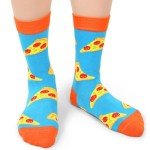 Dsia Zamur 6 Pack Novelty Food Socks + Gift Box for Kids Boys Girls, Colorful Athletic Calf Crew Socks for Children Sons Avocado Donut Taco Pizza Egg Bacon Pineapple Lovers 7-10 Years