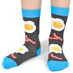 Dsia Zamur 6 Pack Novelty Food Socks + Gift Box for Kids Boys Girls, Colorful Athletic Calf Crew Socks for Children Sons Avocado Donut Taco Pizza Egg Bacon Pineapple Lovers 7-10 Years