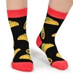 Dsia Zamur 6 Pack Novelty Food Socks + Gift Box for Kids Boys Girls, Colorful Athletic Calf Crew Socks for Children Sons Avocado Donut Taco Pizza Egg Bacon Pineapple Lovers 7-10 Years