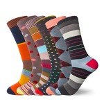 HHX YONLEE Mens Dress Socks Seamless Toe Funky Novelty Colorful Happy Cotton Patterned Sock Sizes 10-13
