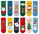 MarJunSep 12 Pairs Kids Christmas Socks Boys Girls Children Toddlers Funny Colorful Cute Cotton Holiday Socks Gifts (Christmas A, 3-5 Years)