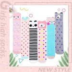 MOGGEI Kids Girls Knee High Socks Long Boot Crazy Silly Fun Gift Tall Funny Cute Animal Child Gifts for 4 5 6 7 8 9 10 11 12 Year Old Girls Stocking Stuffers Socks 6 Pairs Girls Socks(Animal A)