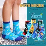 SeeyAN Boys Socks Kids Funny Cotton Novelty Crew Cartoon Space Dinosaur Crazy Socks 6 Pairs (6 Pairs Dinosaur B, 3-5 Years)