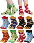 Leumoi 8 Pairs Novelty Food Socks Boys Kids Crazy Crew Socks for 4-7 Years Boys Girls Snack Food Theme for Child Gift