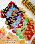 Leumoi 8 Pairs Novelty Food Socks Boys Kids Crazy Crew Socks for 4-7 Years Boys Girls Snack Food Theme for Child Gift