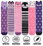 POEATEZO 3-12 Years Girls Knee High Socks Kids Funny Animal Pattern Warm Cotton Long Tall Boot Socks 6 Pairs (Cute Animals-B)