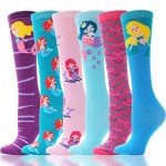 ANTSANG Kids Girls Knee High Socks Long Boot Crazy Silly Fun Gift Cute Tall Animal Socks for Child 6 Pairs Stocking Stuffers Gifts for 10 Year Old Girls Birthday Gifts Ideas(Mermaid Animals)