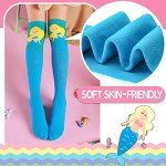 ANTSANG Kids Girls Knee High Socks Long Boot Crazy Silly Fun Gift Cute Tall Animal Socks for Child 6 Pairs Stocking Stuffers Gifts for 10 Year Old Girls Birthday Gifts Ideas(Mermaid Animals)