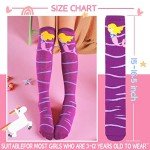 ANTSANG Kids Girls Knee High Socks Long Boot Crazy Silly Fun Gift Cute Tall Animal Socks for Child 6 Pairs Stocking Stuffers Gifts for 10 Year Old Girls Birthday Gifts Ideas(Mermaid Animals)