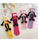 Crazy Silly Funny Novelty Socks Gifts for Kids Toddler Boys Girls Magnetic Holding Hands Tube Cotton Socks 3-14 Years (US, Alpha, One Size, Purple 1 Pair)