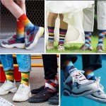 WeciBor Men's Dress Funny Crazy Colorful Cotton Crew Socks, 12 Pack Multicolor Geometric, Size 10-13
