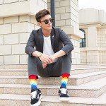 WeciBor Men's Dress Funny Crazy Colorful Cotton Crew Socks, 12 Pack Multicolor Geometric, Size 10-13