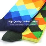 WeciBor Men's Dress Funny Crazy Colorful Cotton Crew Socks, 12 Pack Multicolor Geometric, Size 10-13