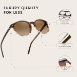DUCO Retro Round UV400 Polarized Sunglasses for Women Men Vintage Shades Classic AcetatDe Trendy Fashion Sunglass DC1230 (Gradient Brown Frame Brown Lens)