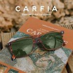 CARFIA Retro Polarized Sunglasses for Men UV Protection Hand-crafted Acetate Frame Fashion Cool Sun Glasses Green Lens