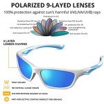 DEAFRAIN Kids Sunglasses for Polarized Boys Girls Child Toddler Baseball Sport Rubber Sun Glasses Age 3-7