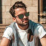 CARFIA Retro Polarized Sunglasses for Men UV Protection Hand-crafted Acetate Frame Fashion Cool Sun Glasses Green Lens