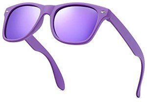 LEICO FASHION Kids Polarized Retro Sunglasses for Boys Girls Age 3-12 Shatterproof Rubberized Frame UV Protection Toddler Children Sun Glasses