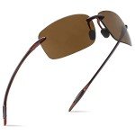 JULI Sports Polarized Sunglasses for Men Women Tr90 Rimless Frame for Running Fishing Golf Surf Driving(Brown)