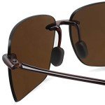 JULI Sports Polarized Sunglasses for Men Women Tr90 Rimless Frame for Running Fishing Golf Surf Driving(Brown)