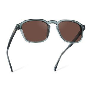 WearMe Pro Men's Polarized Square Sunglasses: Modern Retro Geometric Style Sunglasses (Crystal Stone Blue/Brown Lens)