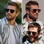 WearMe Pro Men's Polarized Square Sunglasses: Modern Retro Geometric Style Sunglasses (Crystal Stone Blue/Brown Lens)
