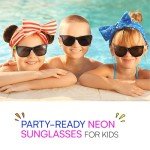 Neliblu 24 Pack Kids’ Neon Party Sunglasses Bulk With UV Protection – 80’s Style Kids Sunglasses Party Favors, Goodie Bag Stuffers for Kids, Fun Gift, Bulk Party Pack in 4 Neon Colors